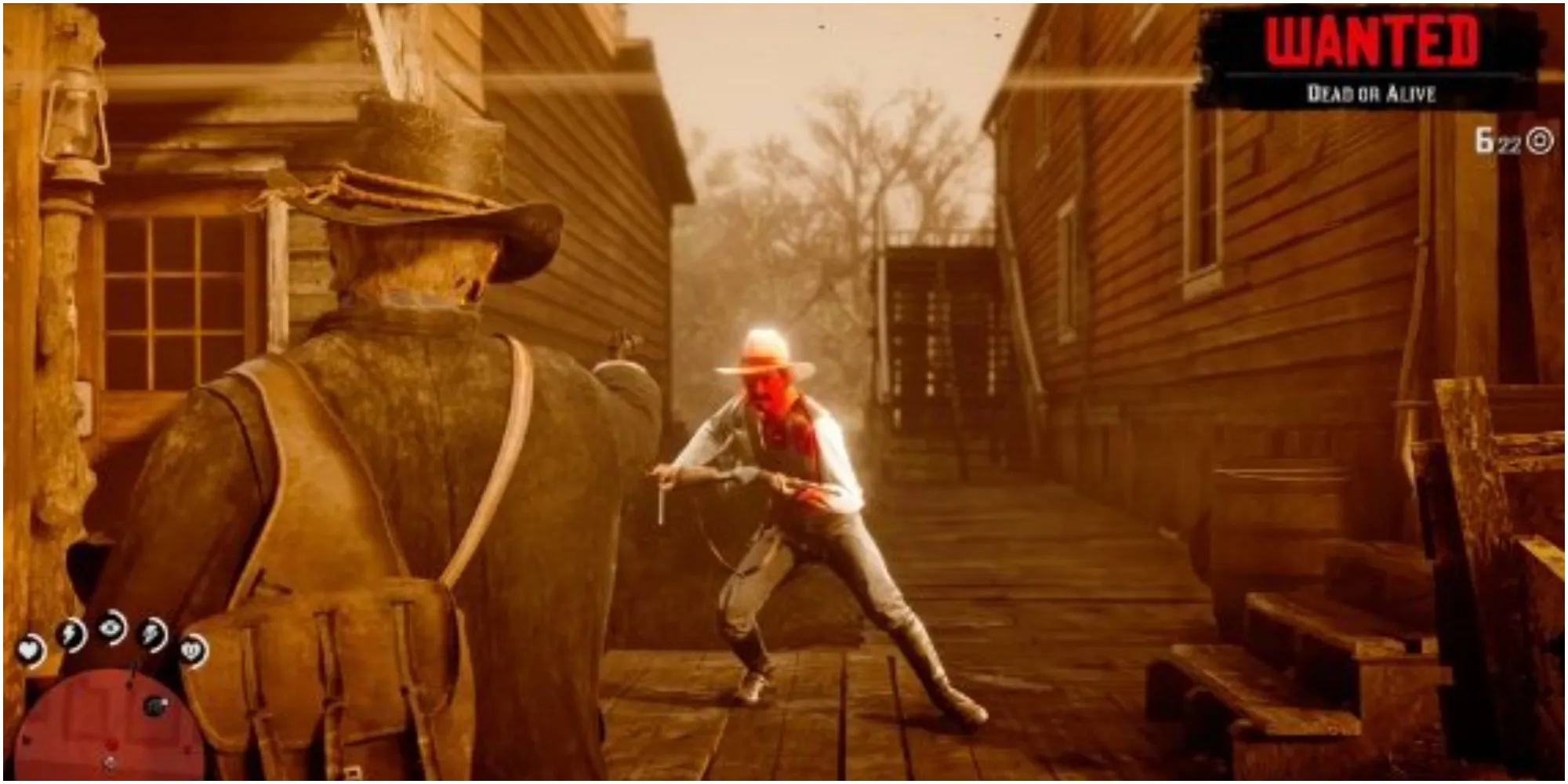 выстрел из Red Dead Redemption 2 в шерифа, когда он разыскивается мертвым или живым