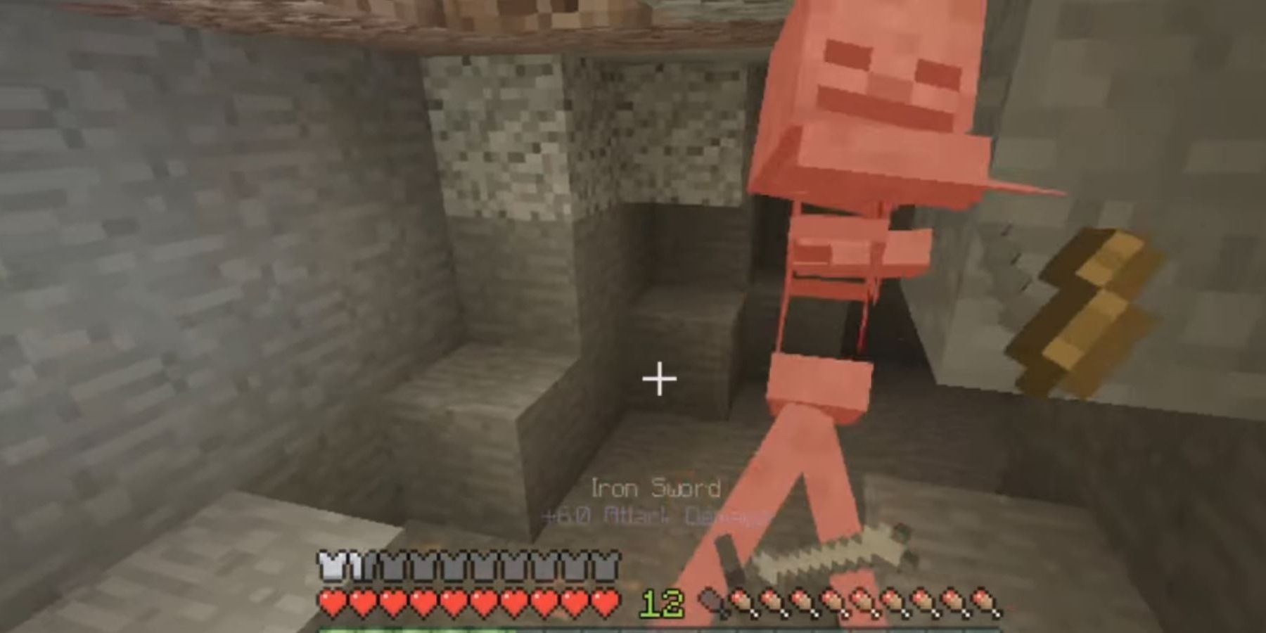 Luchando contra Esqueletos en la Cueva en Minecraft para PSVita