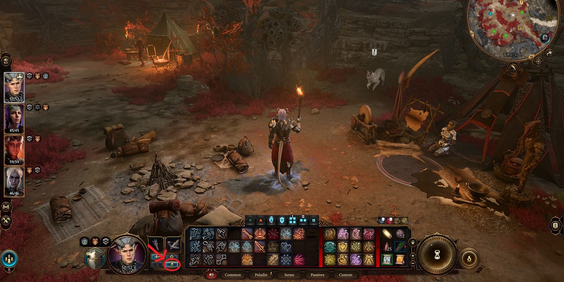 baldur’s gate 3 character equipping torch with mouse