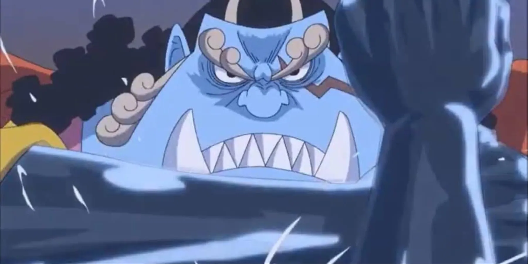 Jinbe utilisant le Haki du Busoshoku lors de son combat contre Who's-Who à Wano dans One Piece