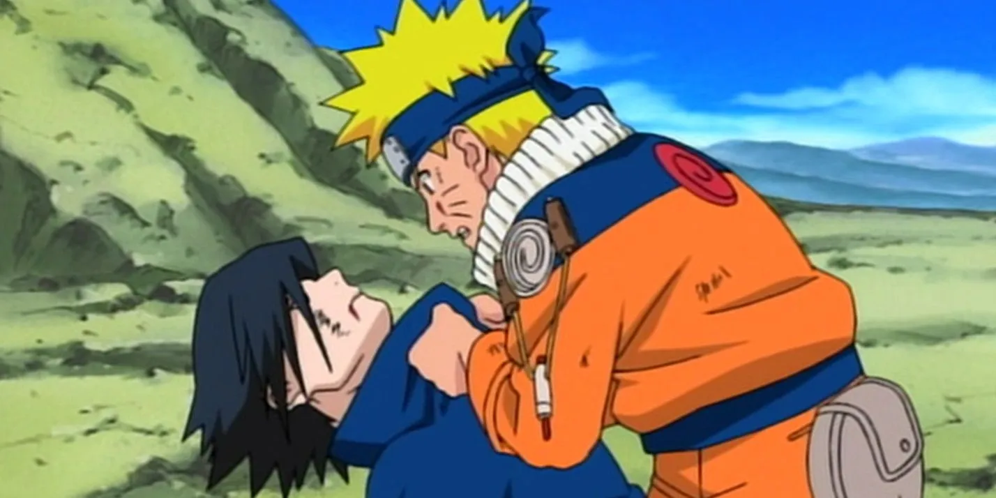 Naruto che supplica Sasuke