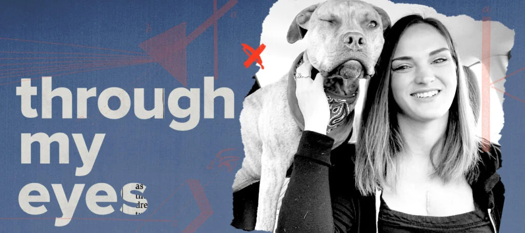 collage photo d'Erica Diebold et de son chien d'assistance pour les migraines