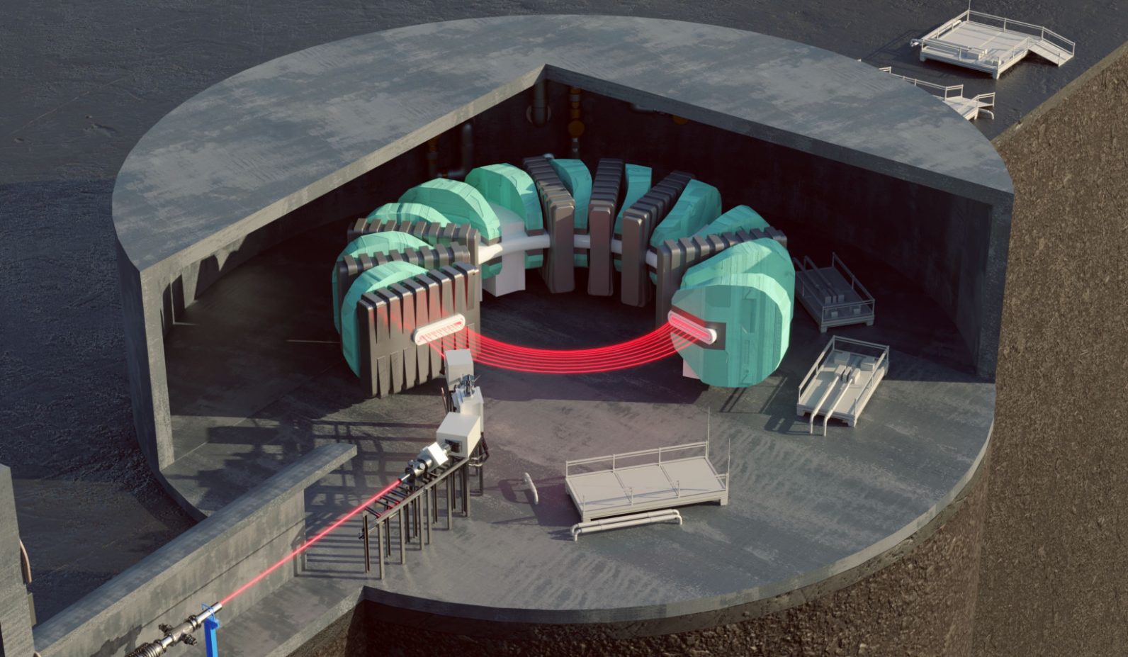 Una vista de cerca del diseño de Transmutex para el acelerador de partículas. La startup cuenta con una gran experiencia de CERN, hogar del Gran Colisionador de Hadrones, que se convirtió en el acelerador de partículas más grande del mundo cuando se encendió en 2008. Crédito: Transmutex