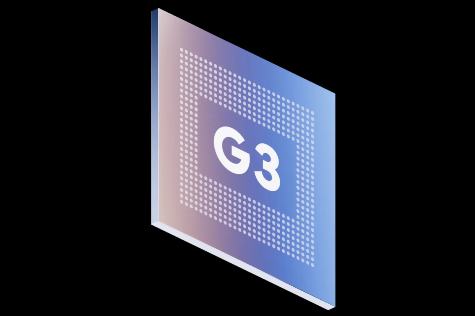 Rendering del prodotto ufficiale del chip Tensor G3 di Google.
