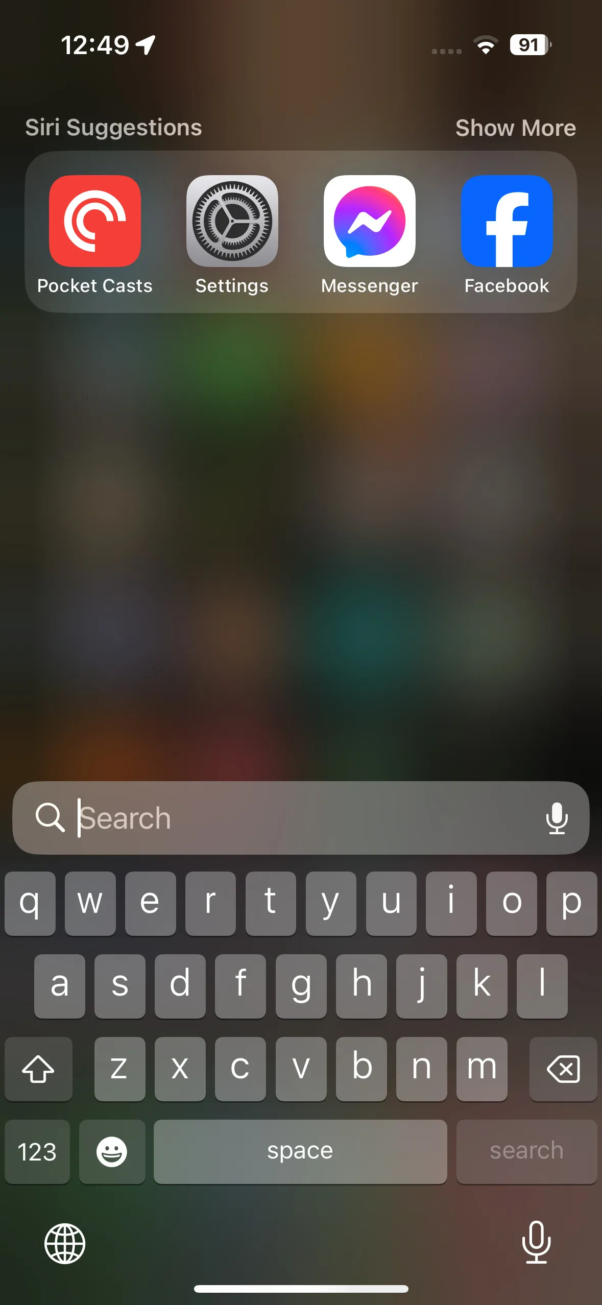 Spotlight Search on an iPhone.