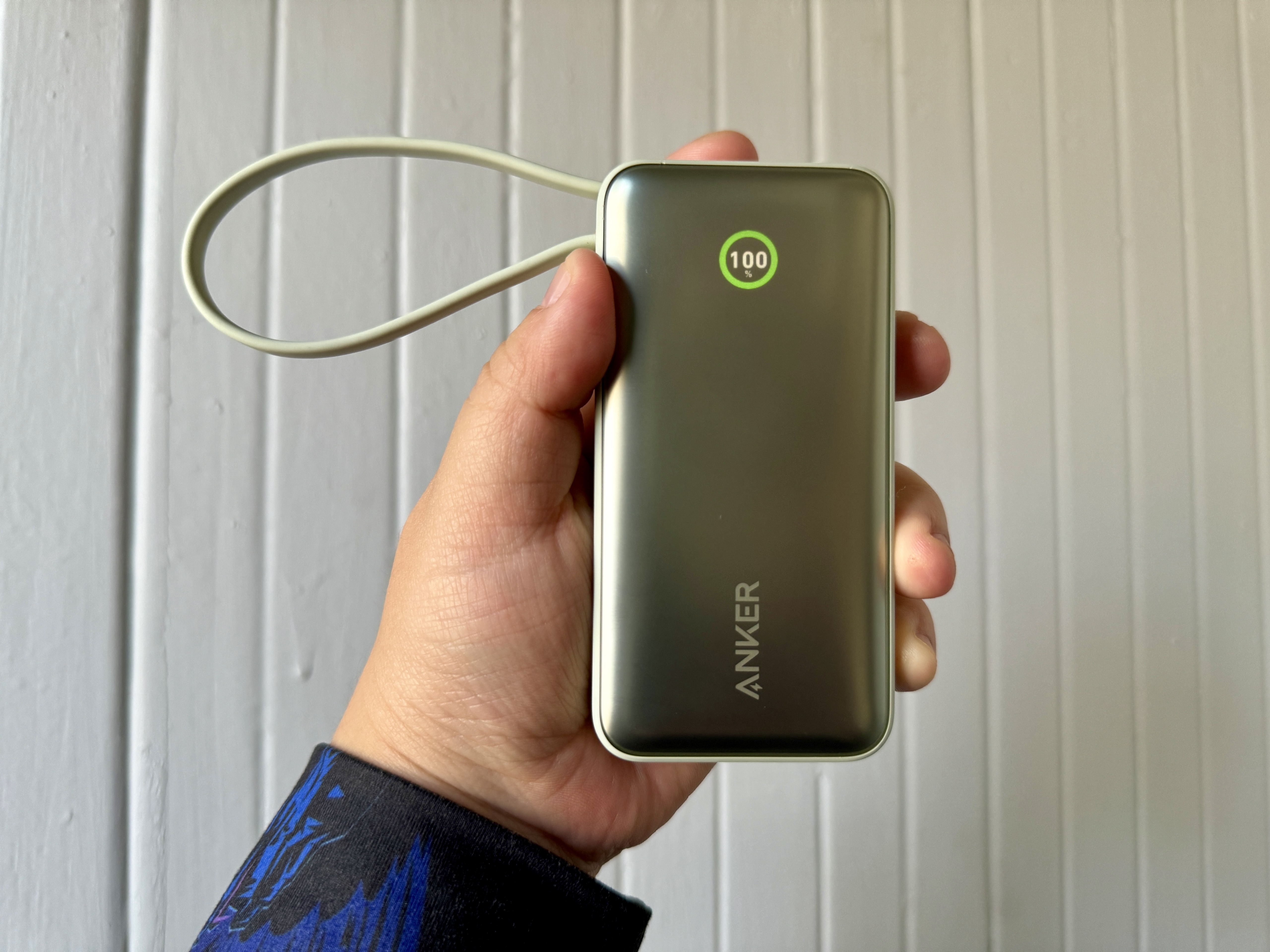 Anker Nano 30W Power Bank with USB-C in green in hand
