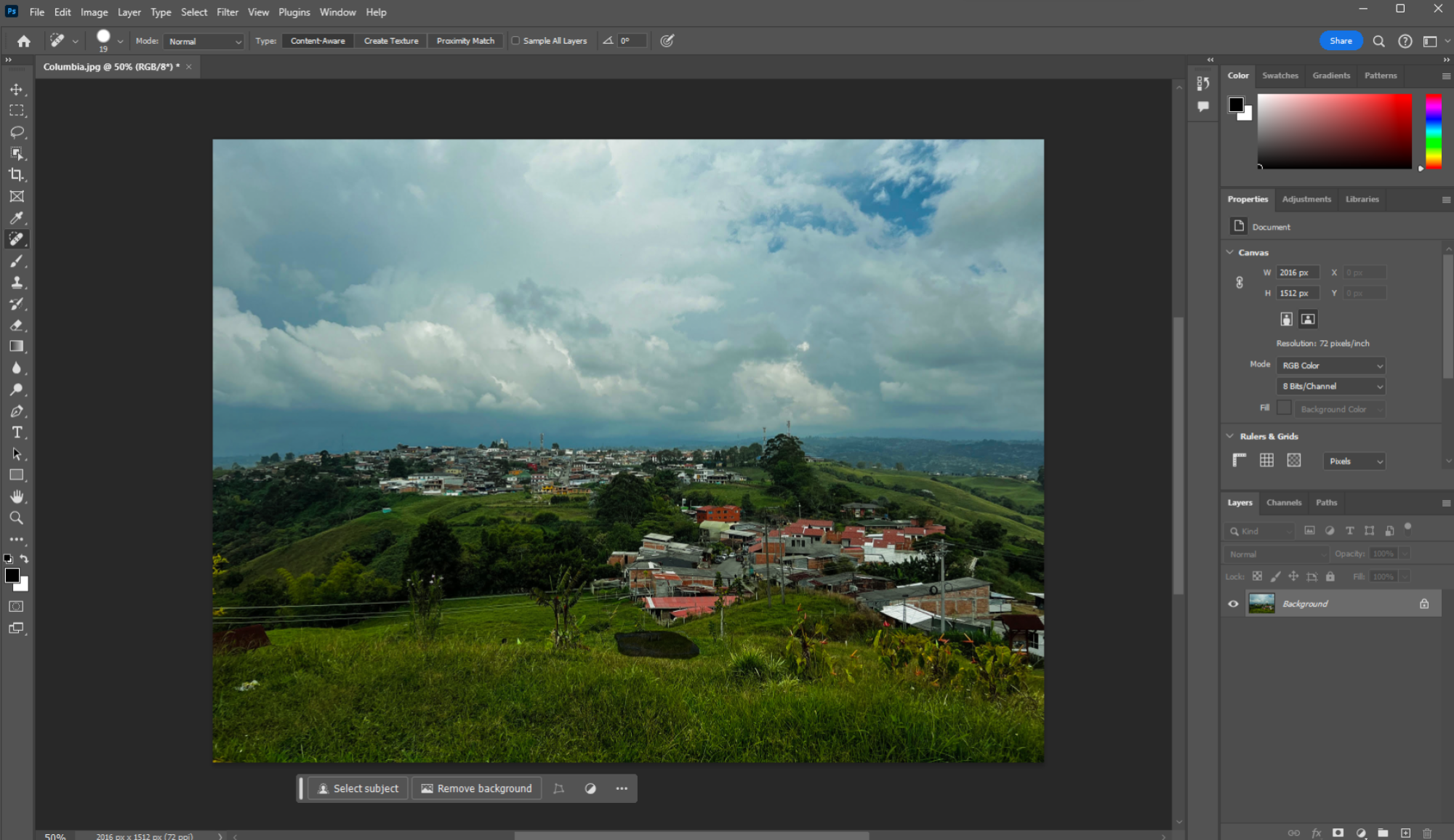 Captura de tela do Adobe Photoshop