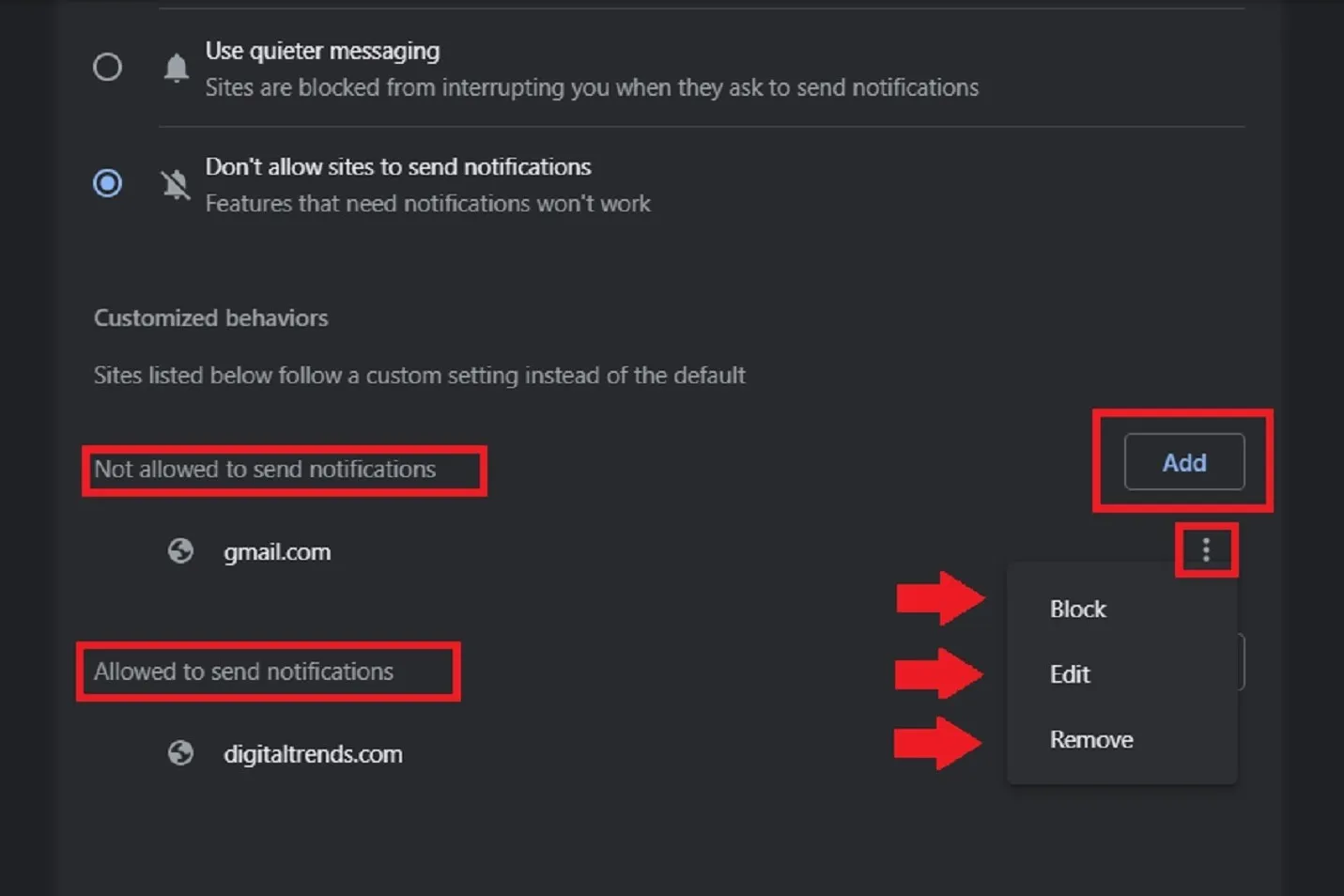 Personalización de la configuración de notificaciones para sitios específicos en Google Chrome