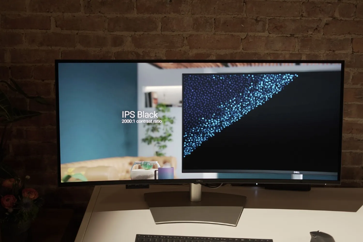Un monitor Dell UltraSharp 5K che mostra un'illustrazione su IPS Black
