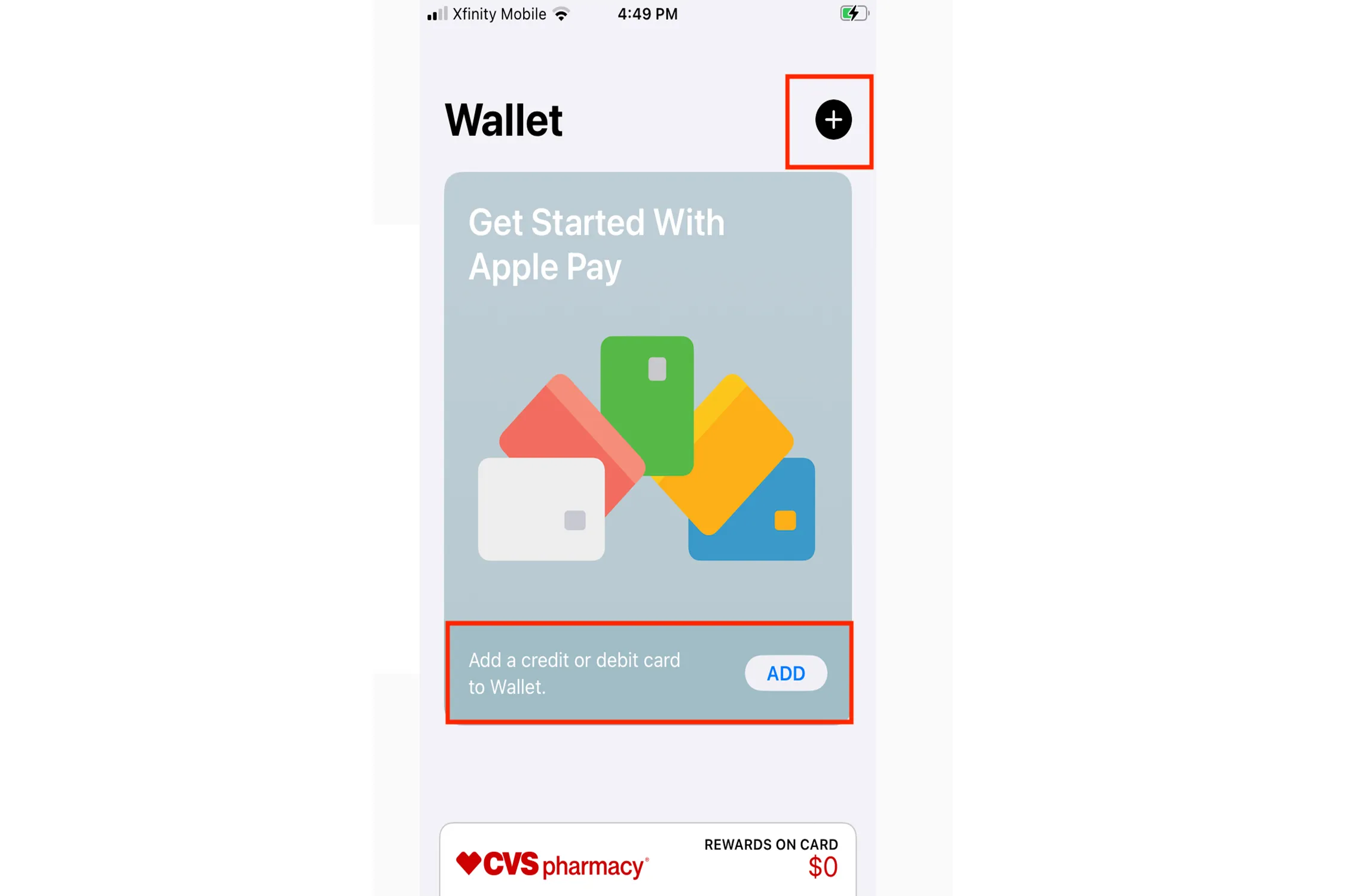 Schermata Aggiungi carta Apple Wallet