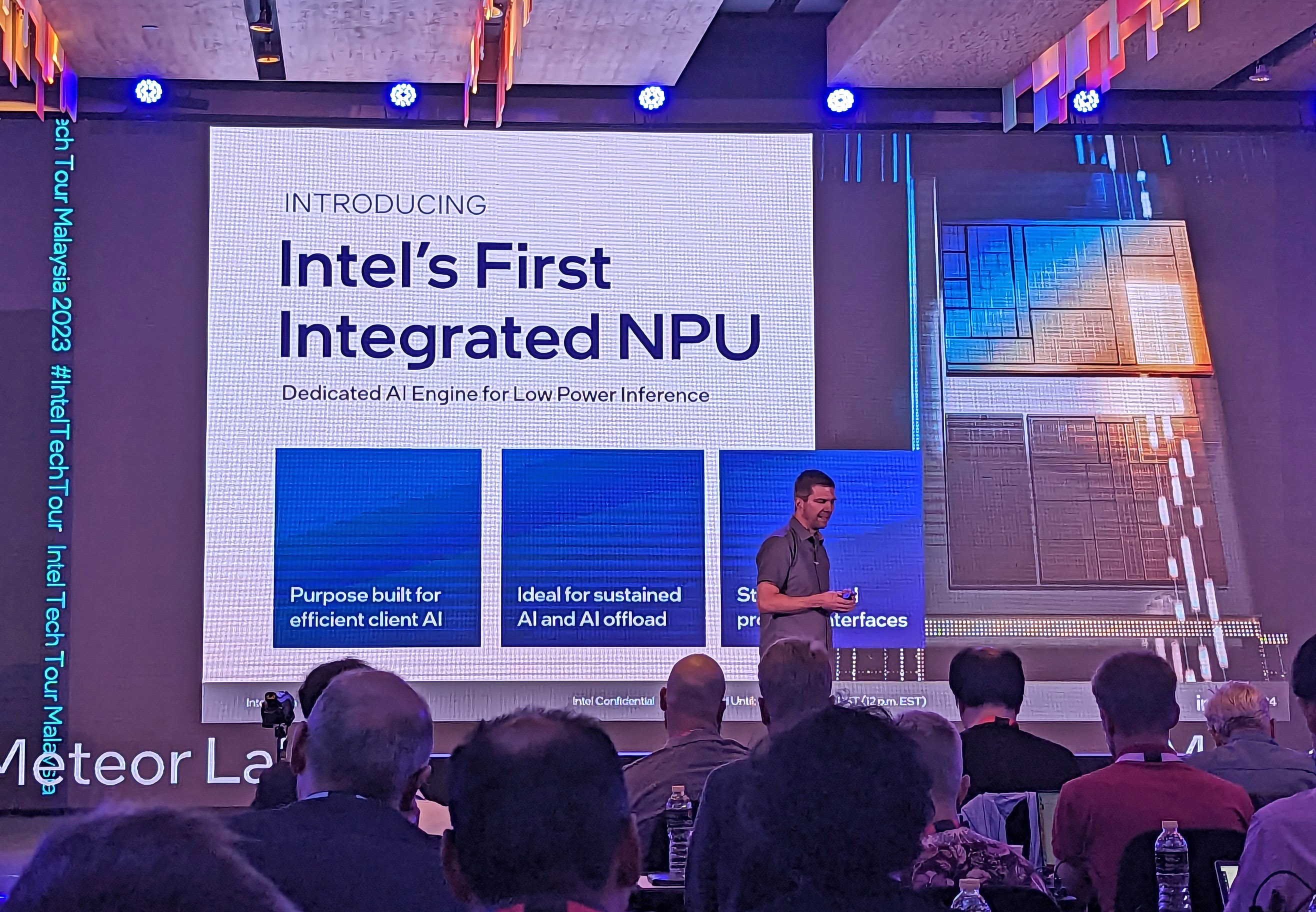  Интегрированное NPU Intel Meteor Lake показано на Intel Tech Tour в Малайзии.