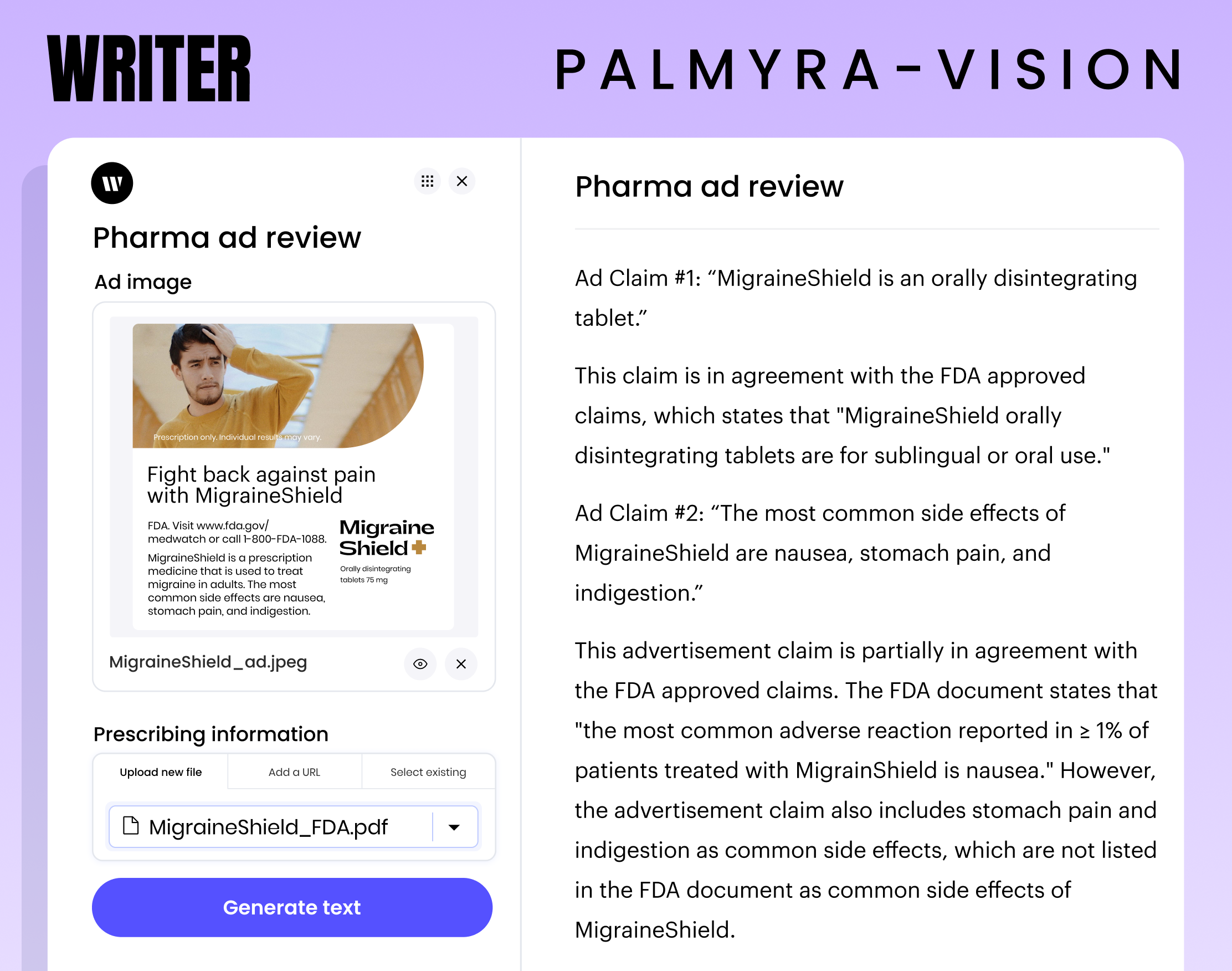 Writer Palmyra Vision example