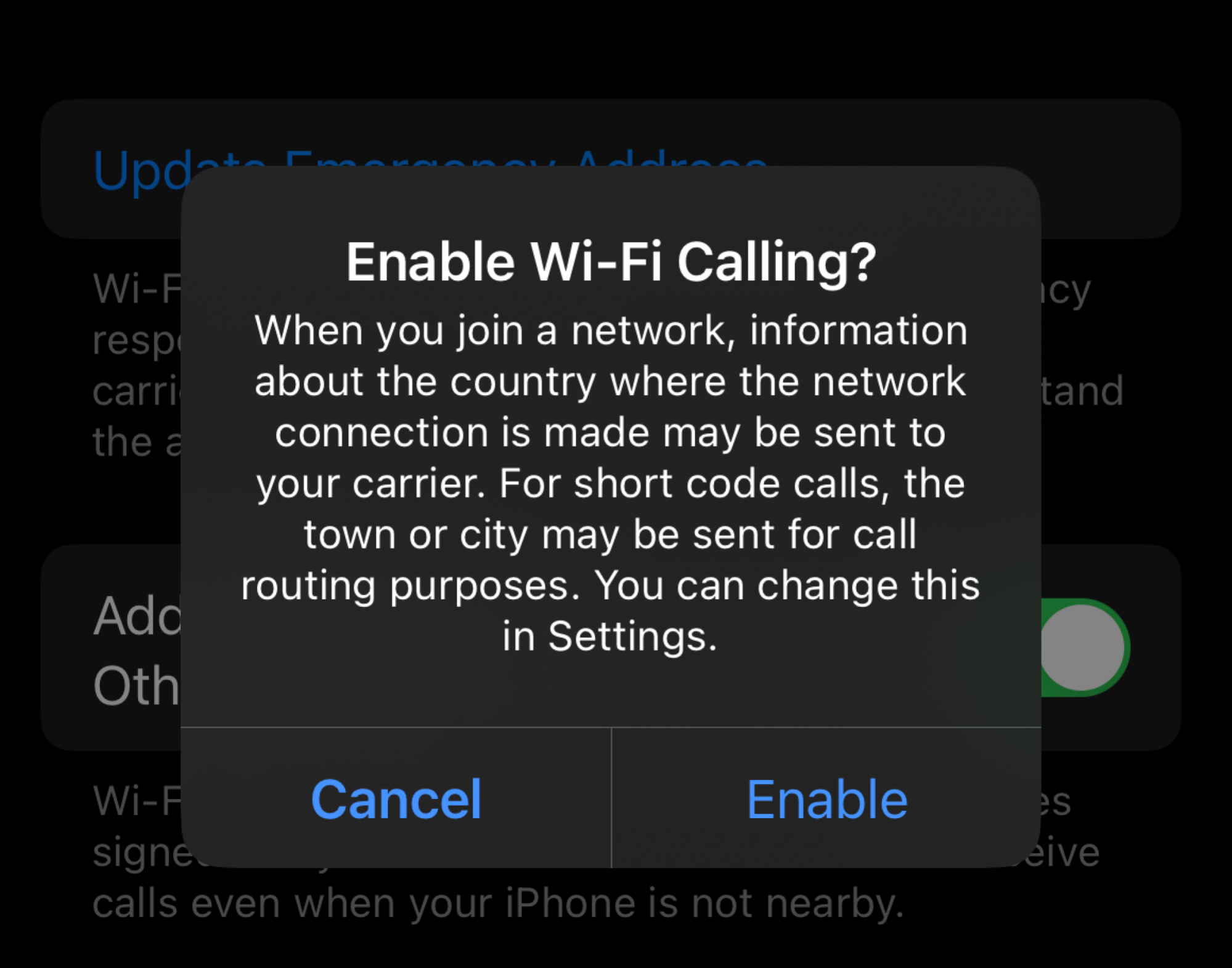 Включение Wi-Fi Calling на iPhone