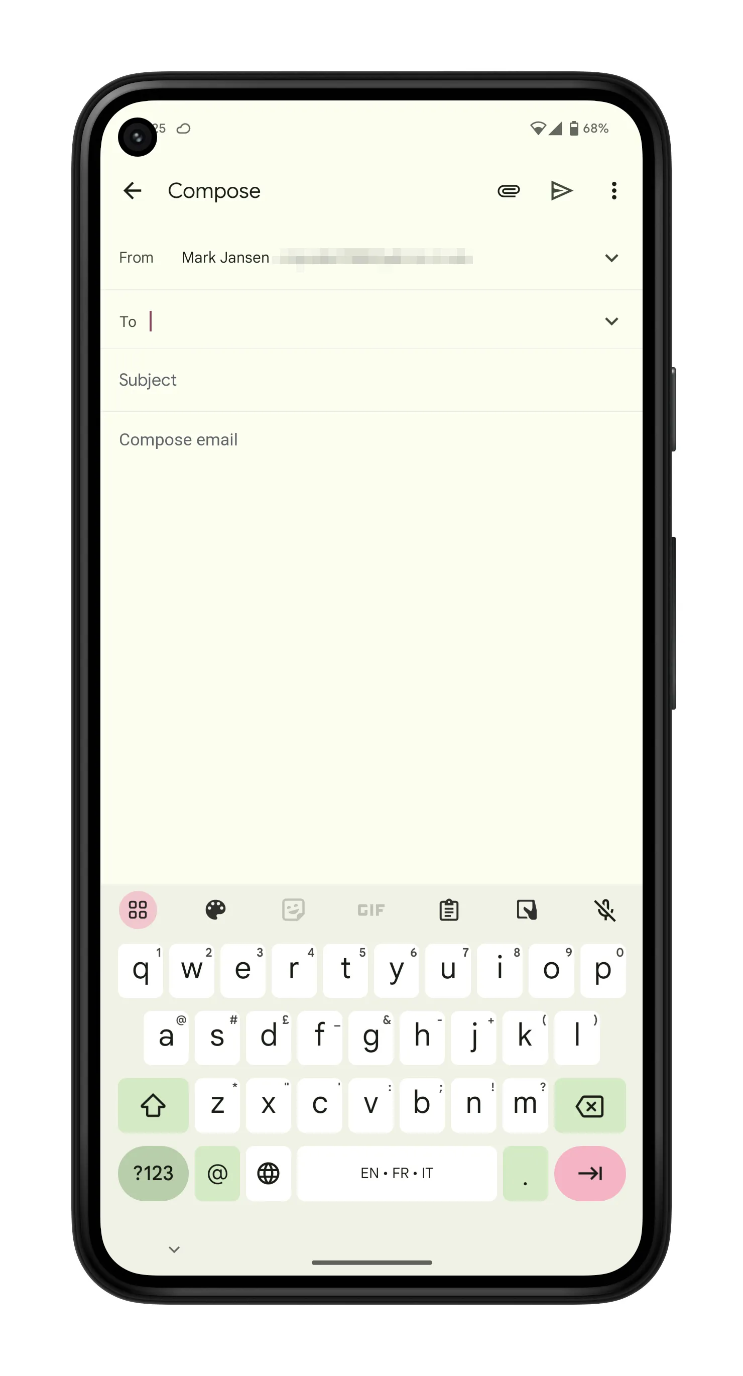 Создание нового письма на Android