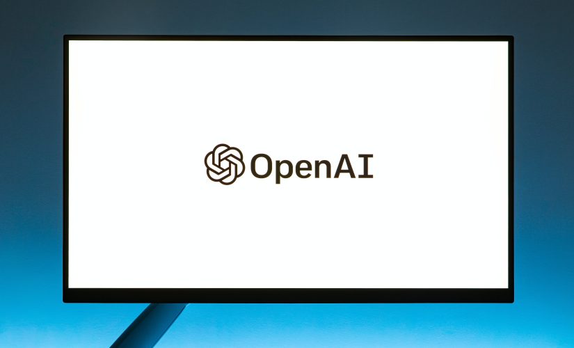 OpenAI标志在笔记本电脑屏幕上