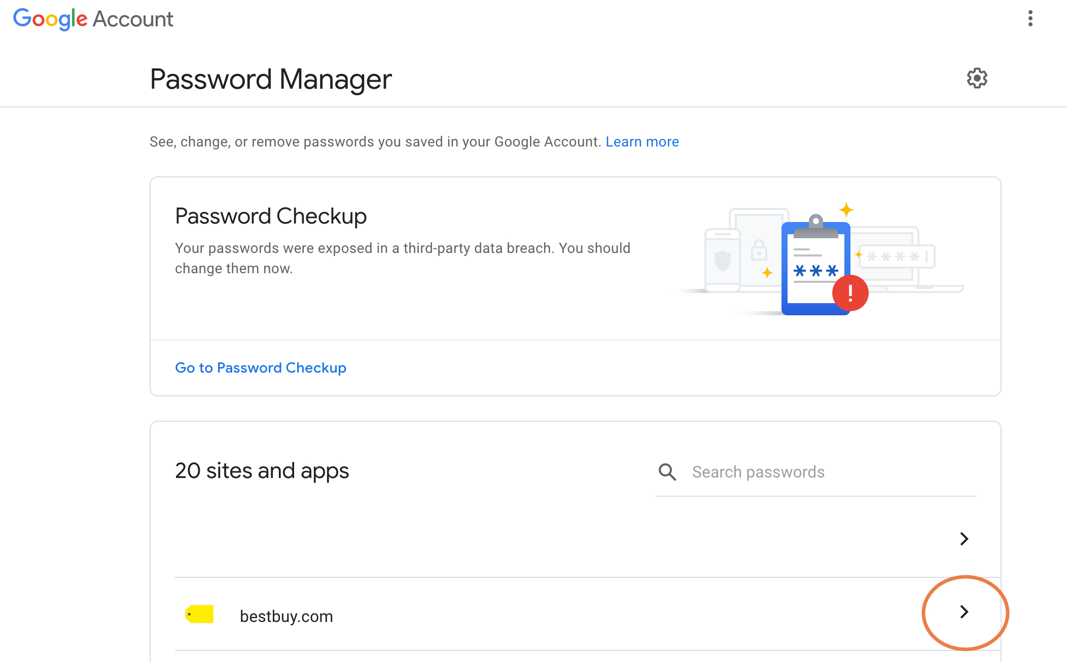 Password dell'account Google