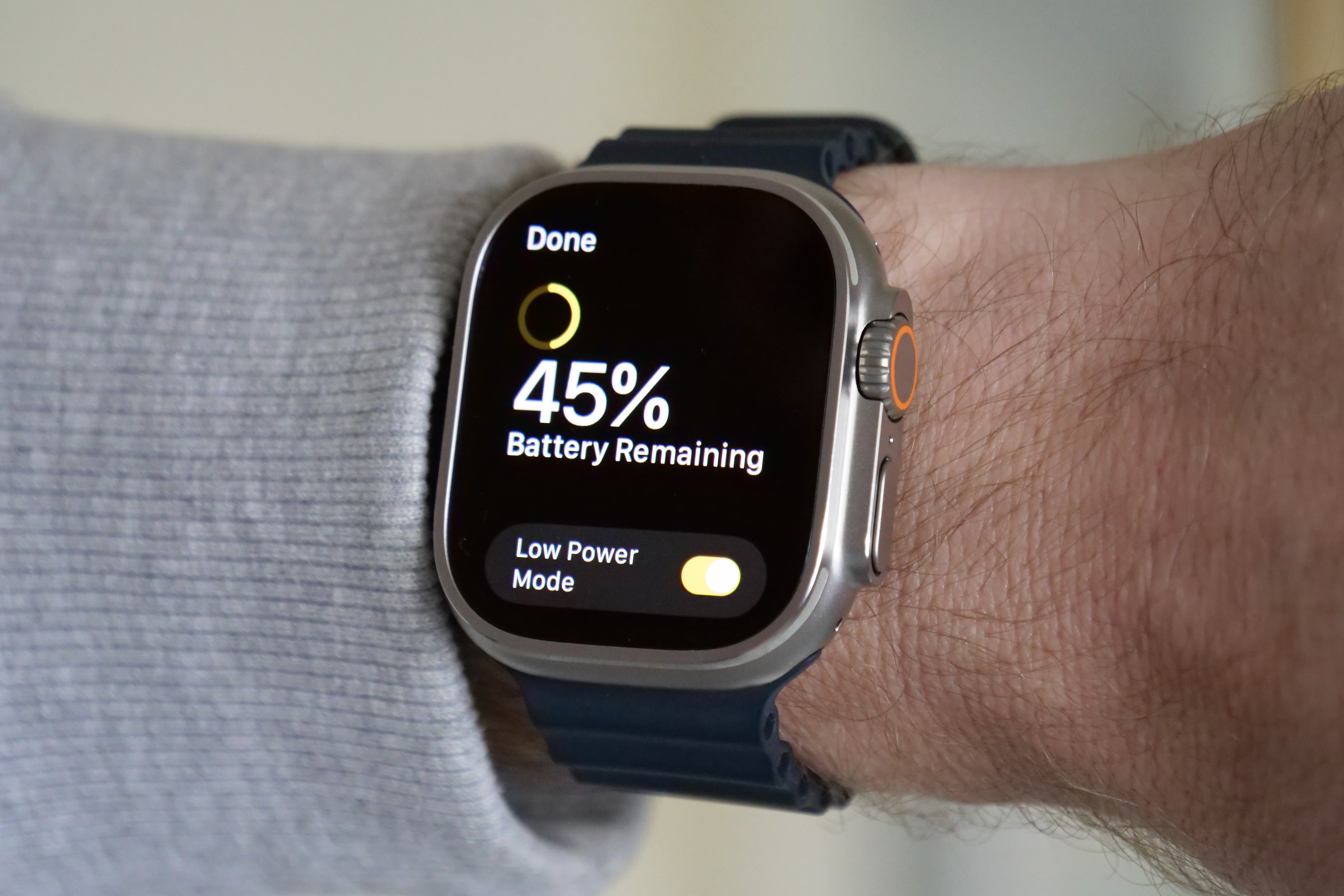 Apple Watch Ultra上的低电量模式。