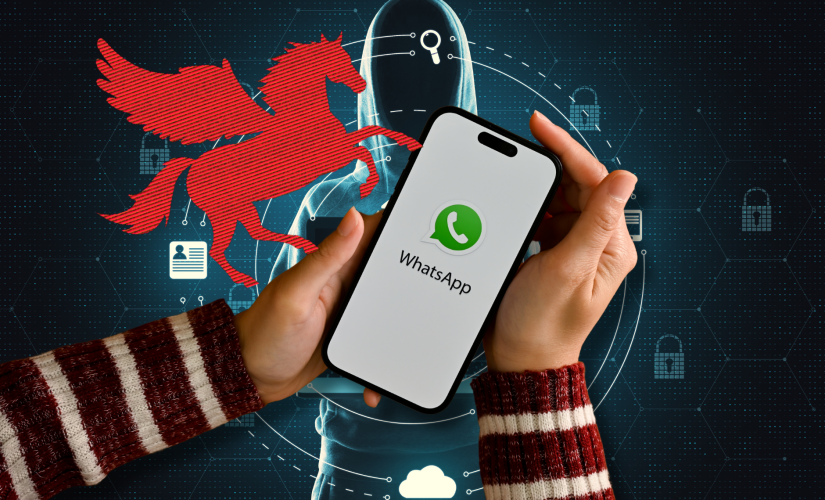 Mão segurando smartphone com logotipo do WhatsApp