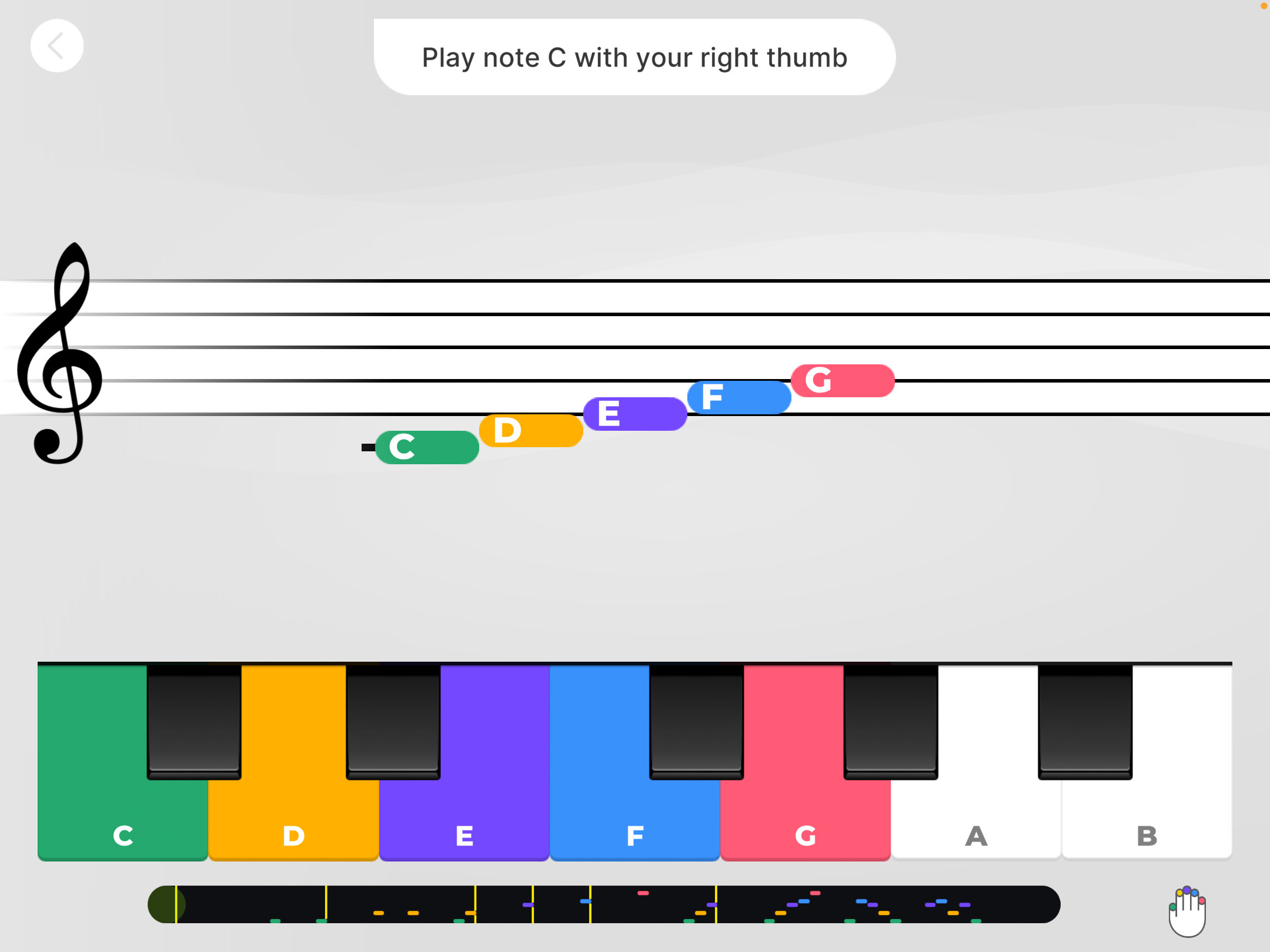 Урок для начинающих в приложении Yousician Piano.