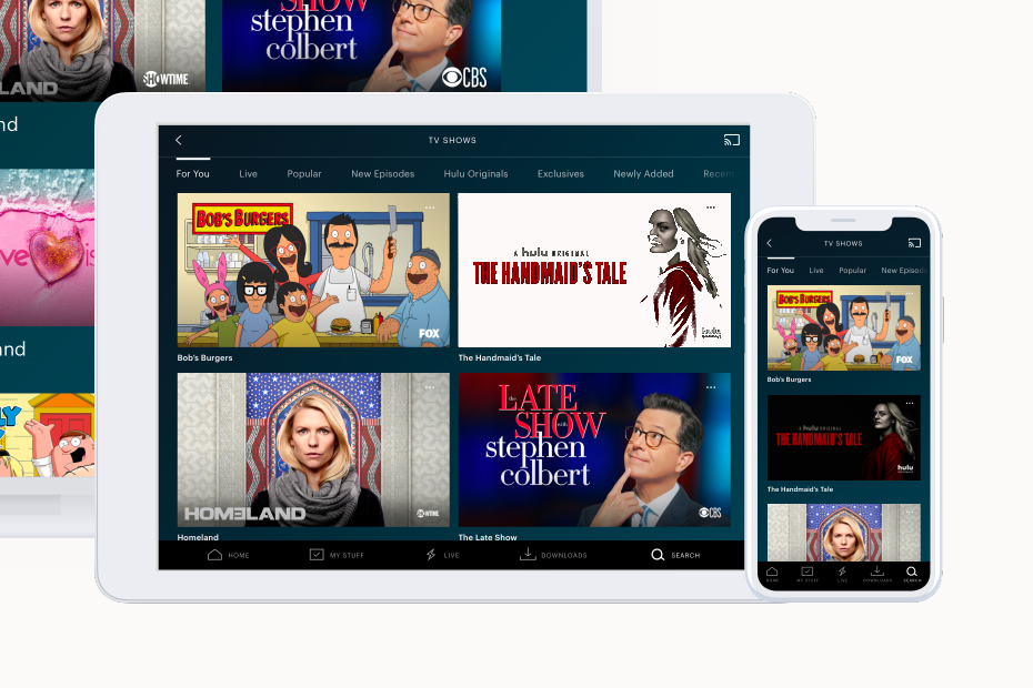 Домашняя страница Hulu на iPad и iPhone