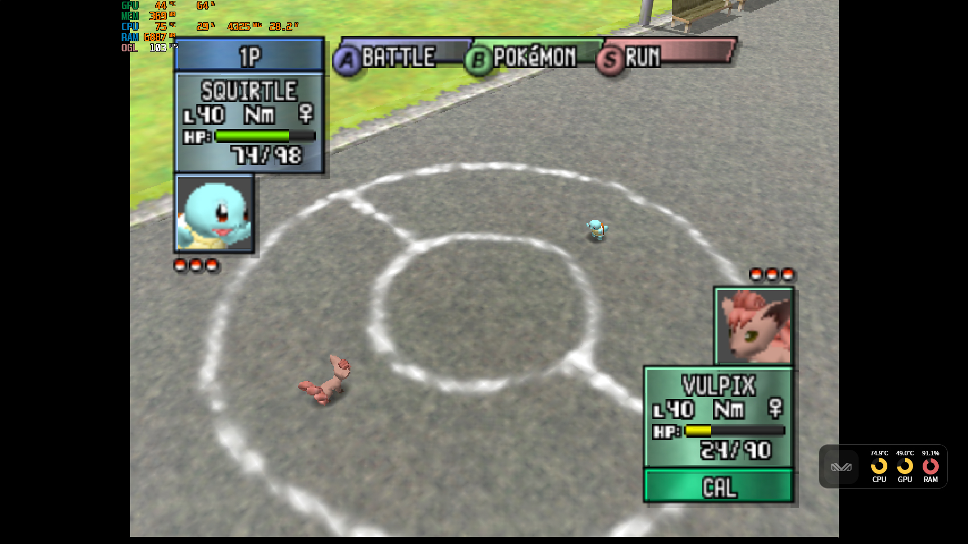 Captura de pantalla de Pokemon Stadium funcionando en el Ayaneo Retro Mini PC AM01 con un emulador.