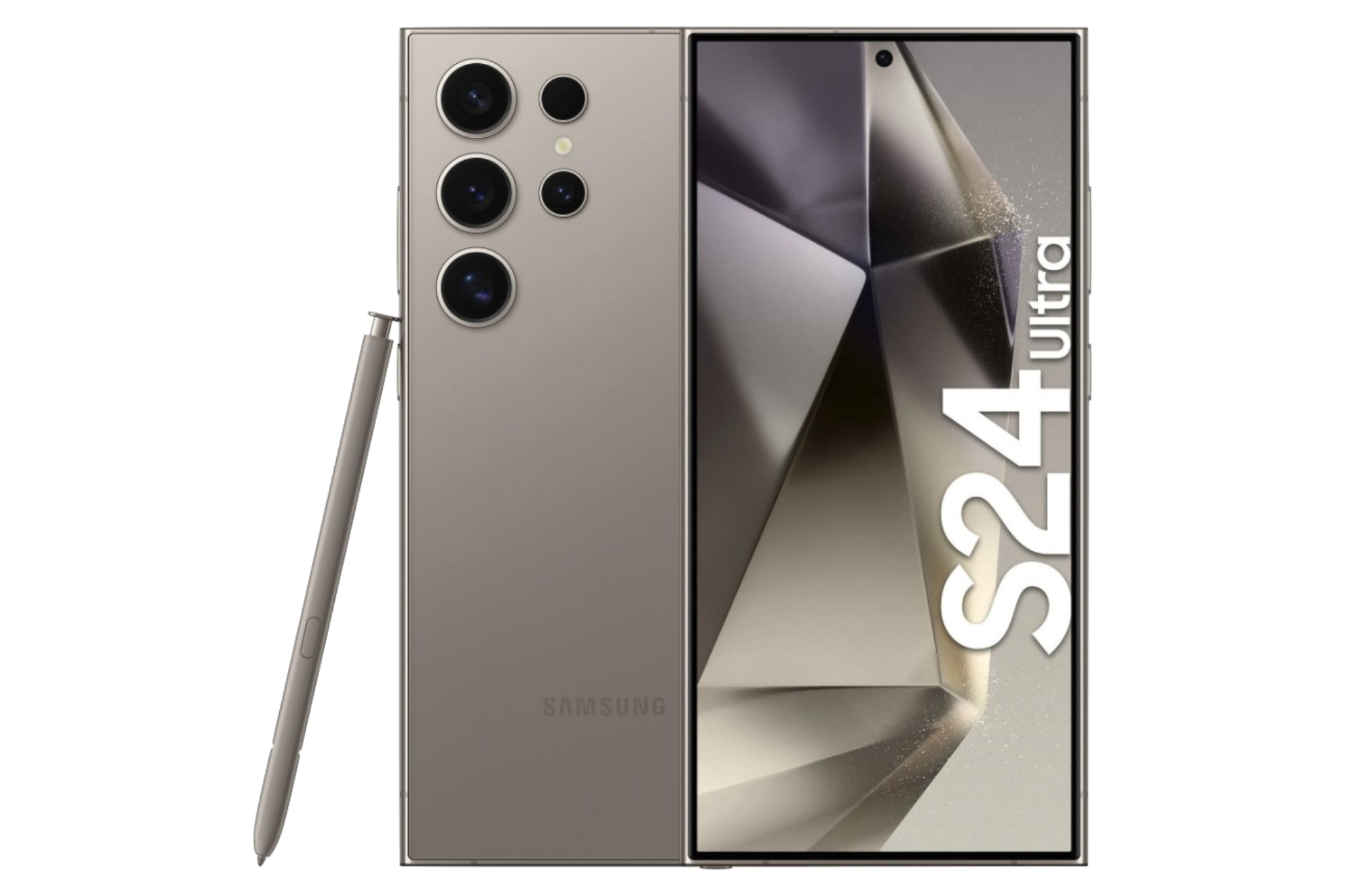 Un render del Samsung Galaxy S24 Ultra in grigio.