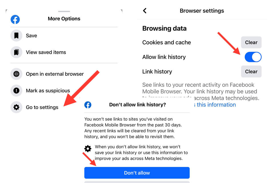 How to disable the Link History feature on Facebook