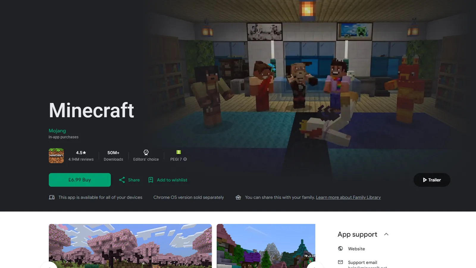 Minecraft in the Play Store