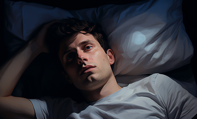 Изображение Сэма Альтмана, генерируемое ИИ, лежащего бессонным в постели
