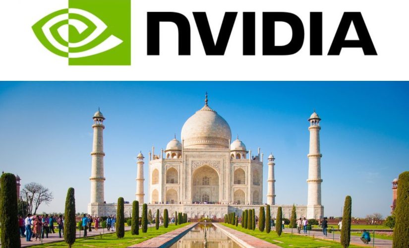 Il Taj Mahal dell'India con il logo di Nvidia