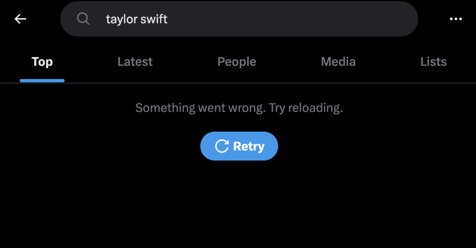 Erro de pesquisa de Taylor Swift no X