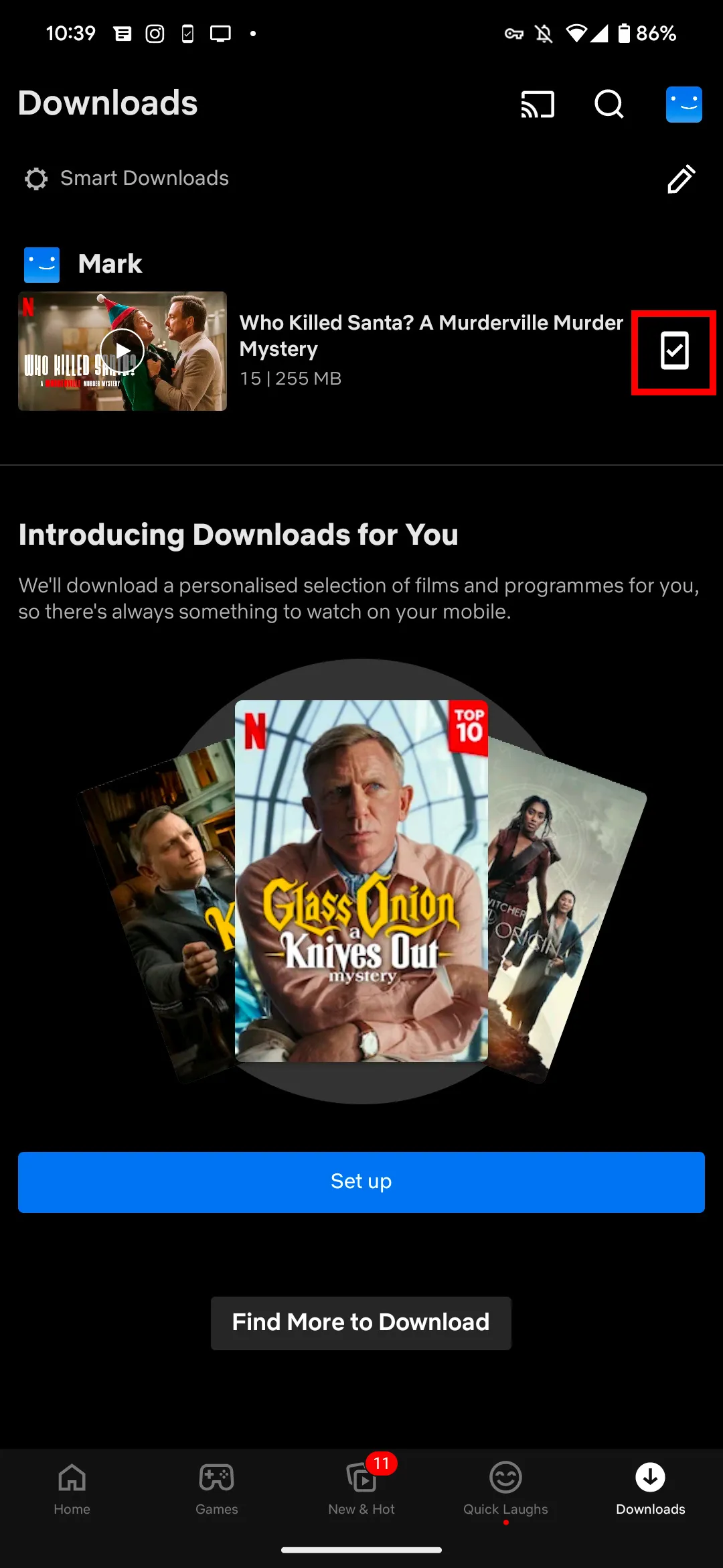 Eliminazione di un download di Netflix