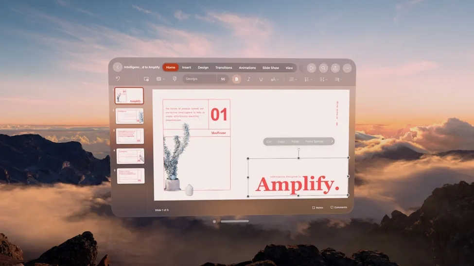 Microsoft’s PowerPoint on the Vision Pro.