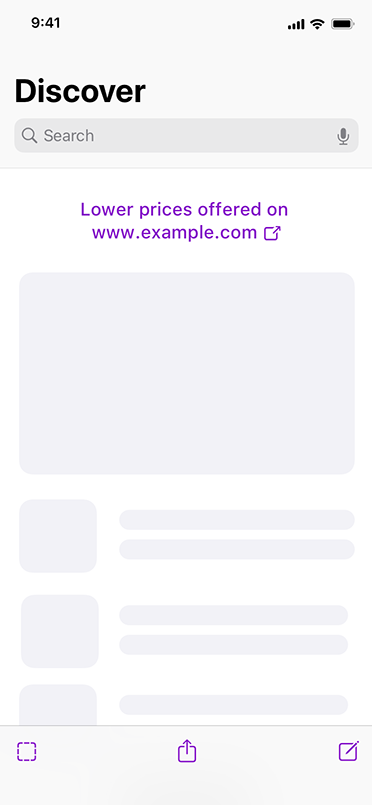 Ejemplo de Apple para mostrar un enlace que lleva a la compra desde un sitio web